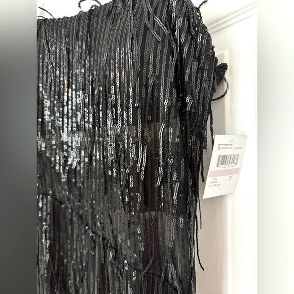 Morgan & Co. Juniors Long Fringe Sequined Gown W/Illusion Cut Outs size 11 - Picture 10 of 12
